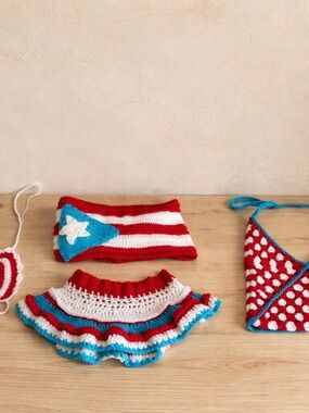 Handmade Red White & blue Crochet Set